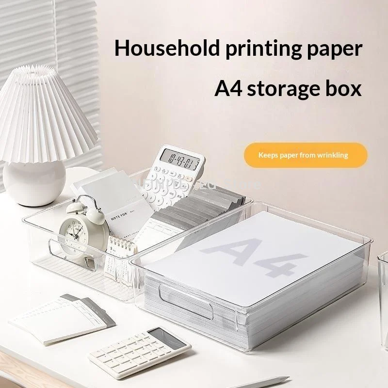 Anti-Wrinkle Clear PET A4 File Storage Box -Stackable Desktop Document Organizer Case For Office & Student DeskINFINITE -LG