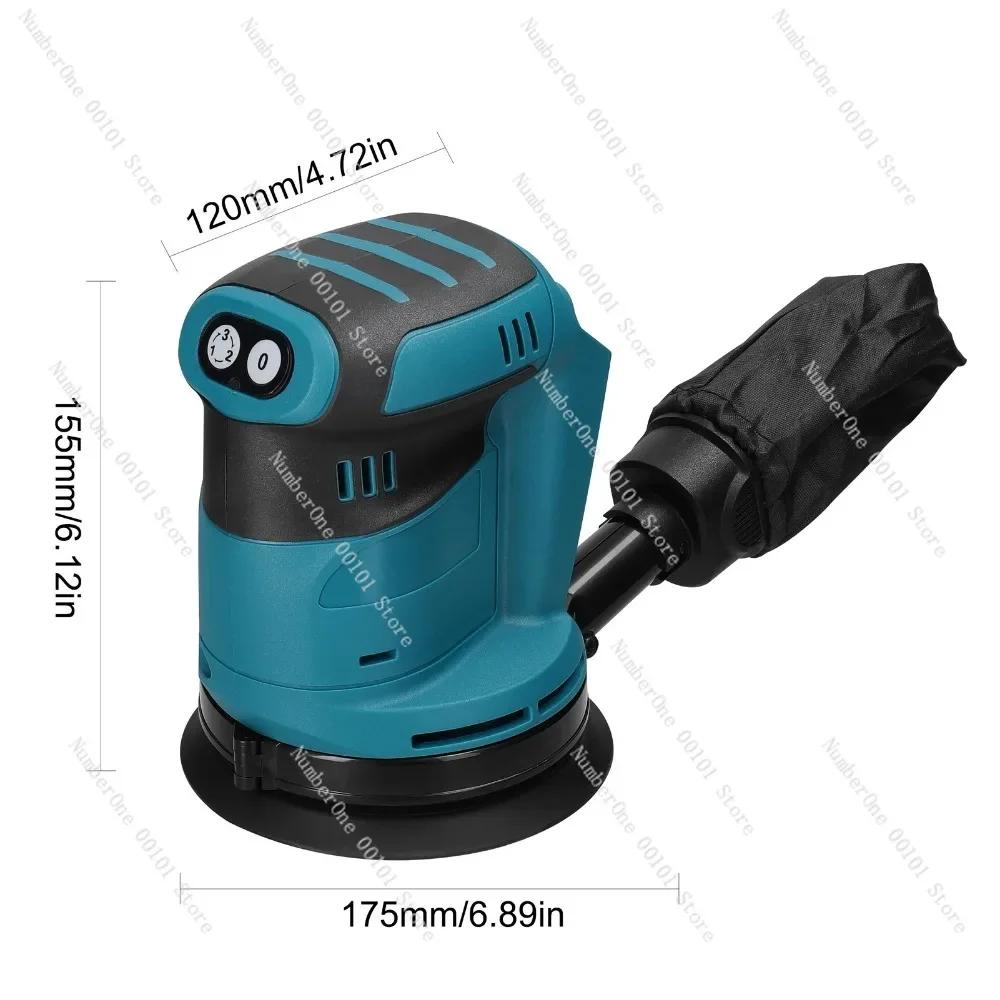 125mm Brush Motor Cordless Orbital Sander Wood Grinder Electric Polisher Waxing Grinding Sanding