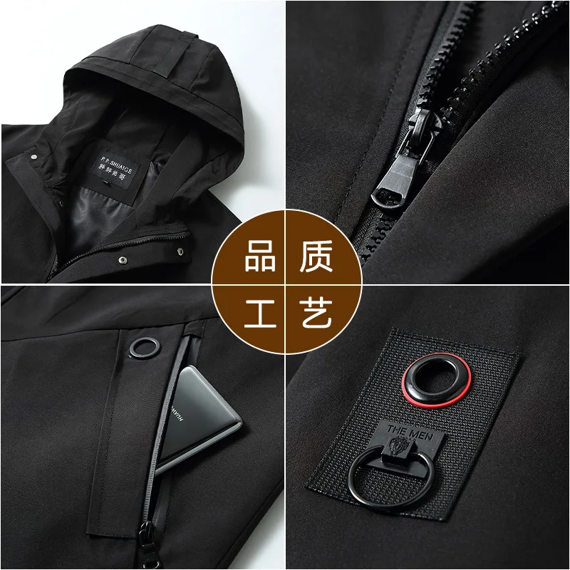 2022 large size 10XL 9XL 8XL 7XL spring autumn overcoat long hooded windbreaker men jacket men\'s tooling jacket loose 300 kg top