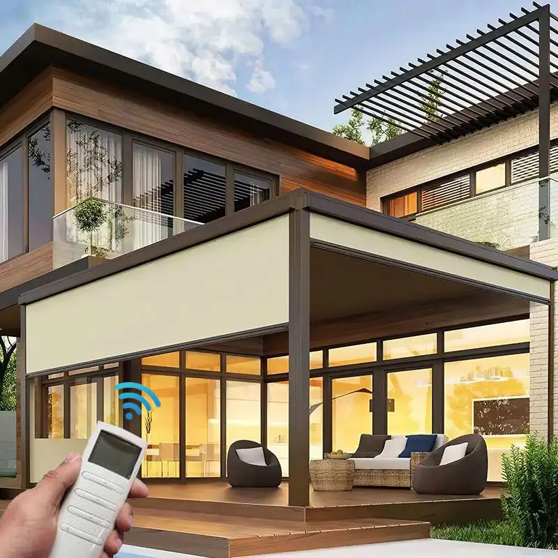 

Наружные ветрозащитные роликовые шторы. Водонепроницаемые солнцезащитные шторы. Для патио в саду. УФ-защита конфиденциальности. Прочный материал.