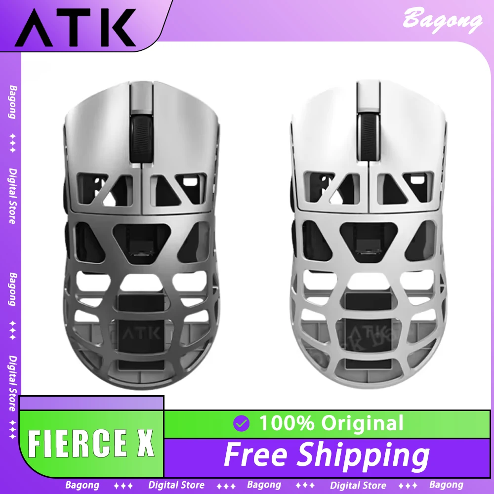 ATK FIERCE X Mouse Dual Mode Wireless Mouse PAW3950 Ultra 8K Lightweight Magnesium Alloy Gaming Mice Custom PC Accessories Gifts