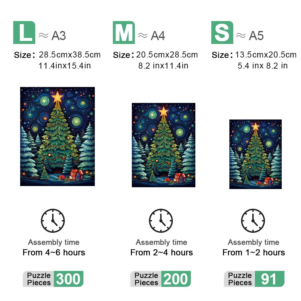 Wooden puzzle Christmas snow tree cabin Personalized 3D puzzle Adult children's gifts Education toys Family interactive game