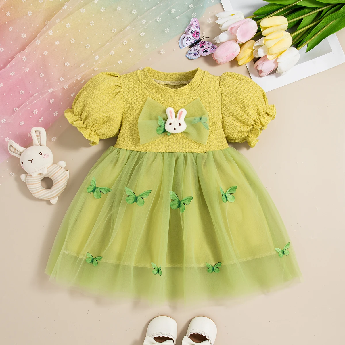 

Summer New Butterfly Chiffon Baby Girl Princess Dress, Sweet Bow Children'S Clothing (9 Months -3 Years Old)