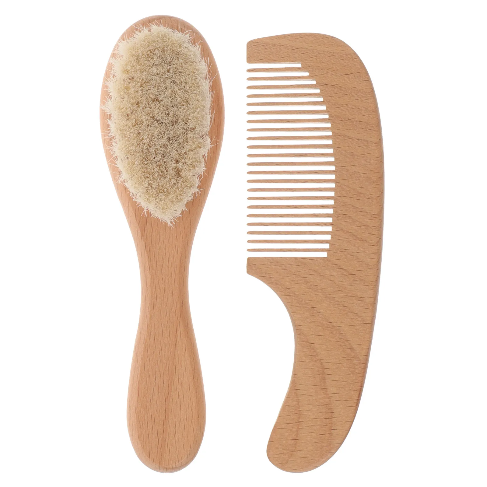 

1Set Baby Bath Brush Wood Handle Soft Bristle Hair Comb Scalp Care Newborn Hair Grooming Baby Brush and Comb Set