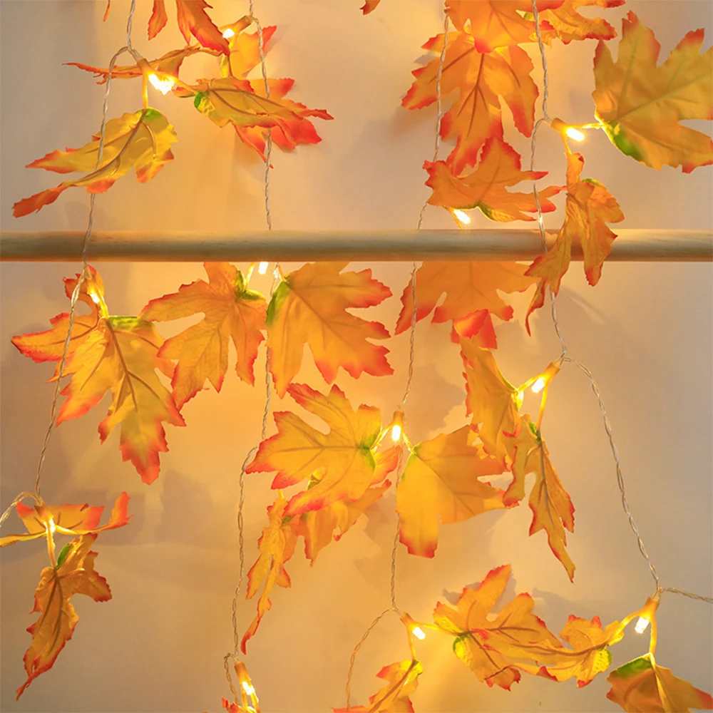 10M LED Artificial Autumn Maple Leaves Led Fairy Lights for Christmas Decoration Thanksgiving Party DIY Decor Halloween Lighting