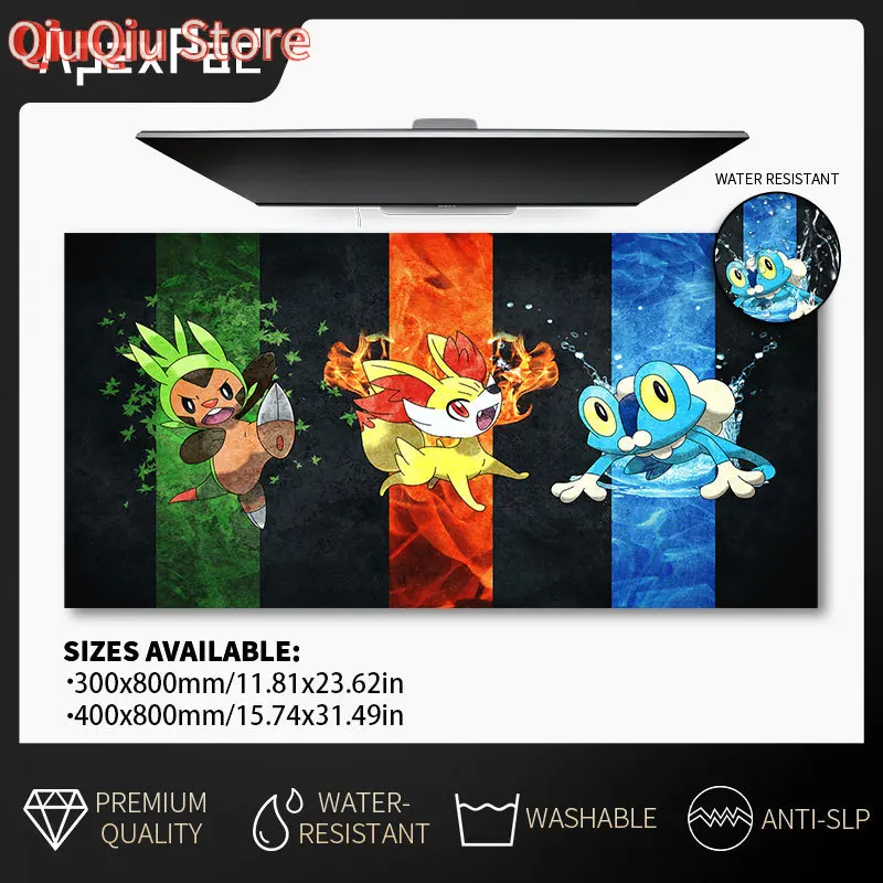 

40x80 Gaming Mouse Pad Pokémon Pikachu Bulbasaur Printed Extended Non-slip Mouse Pad Computer Desk Pad