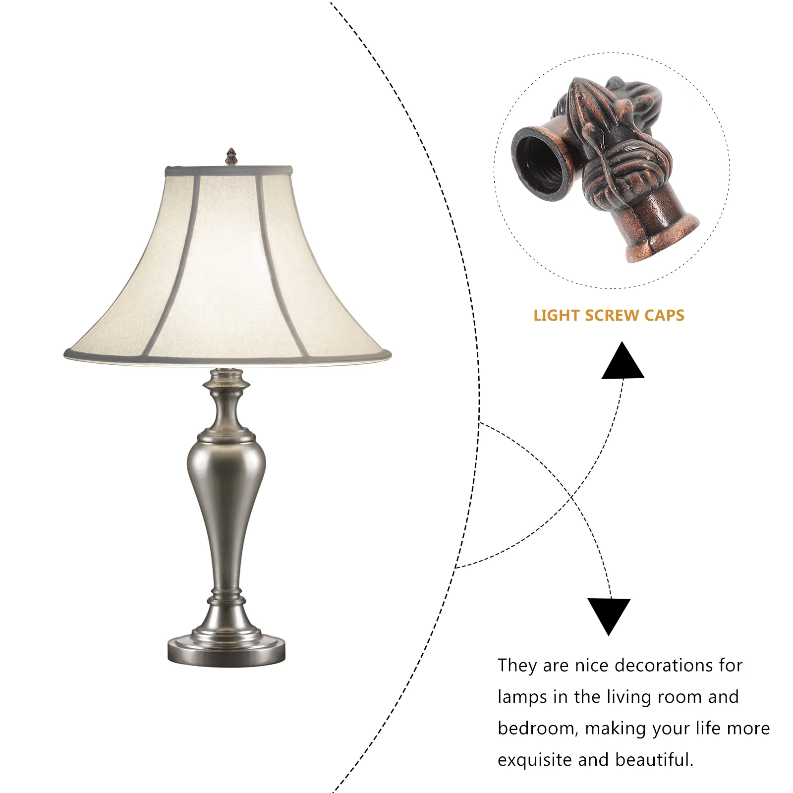 

6pcs Light Screw Cap Finial Decor Lamp Finial Knob Harp Lampshade Holder Solid Brass Finish Modern Style Fixture Accents For