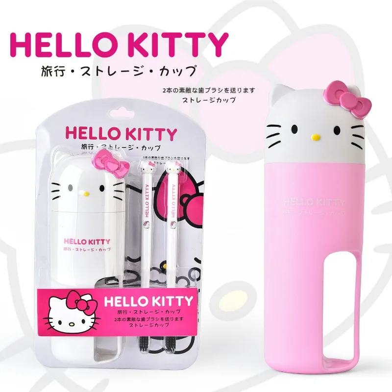 HelloKitty Sanrio Kuromi Cute Cartoon Toothbrush Suit Travel Portable Toothbrush Mouthwash Cup Wash Up Supplies Girl Gift