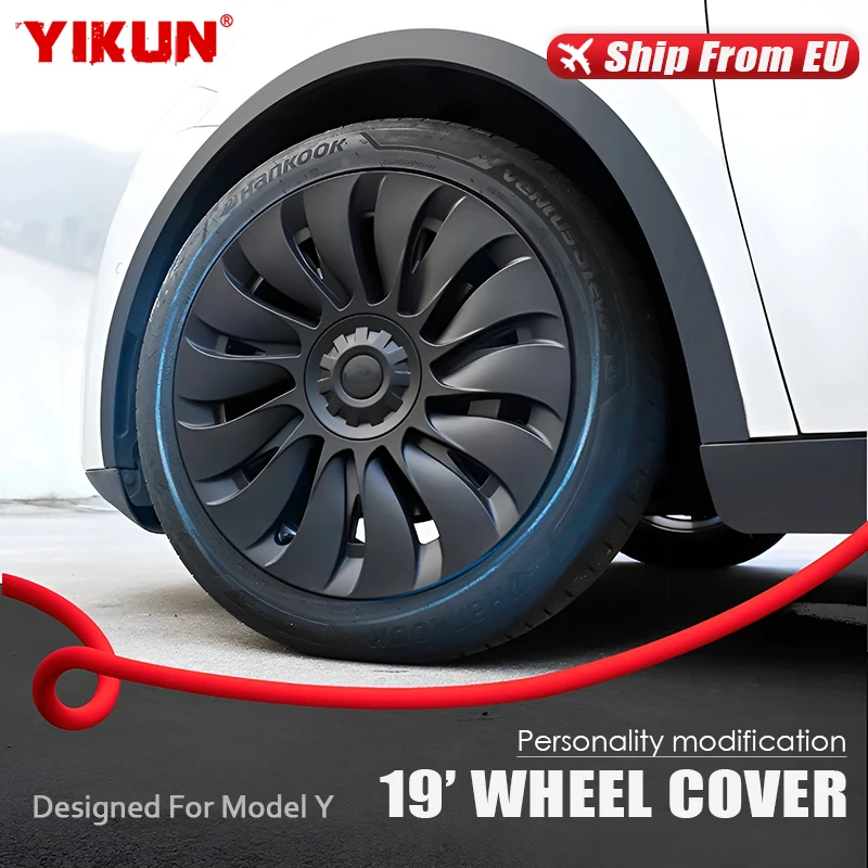 YIKUN 4PCS Wheel Cover for Tesla Model Y 19 Inch Performance Gemini tire Hub cap Full Rim Cover Car Accessories 2020-2024 2023