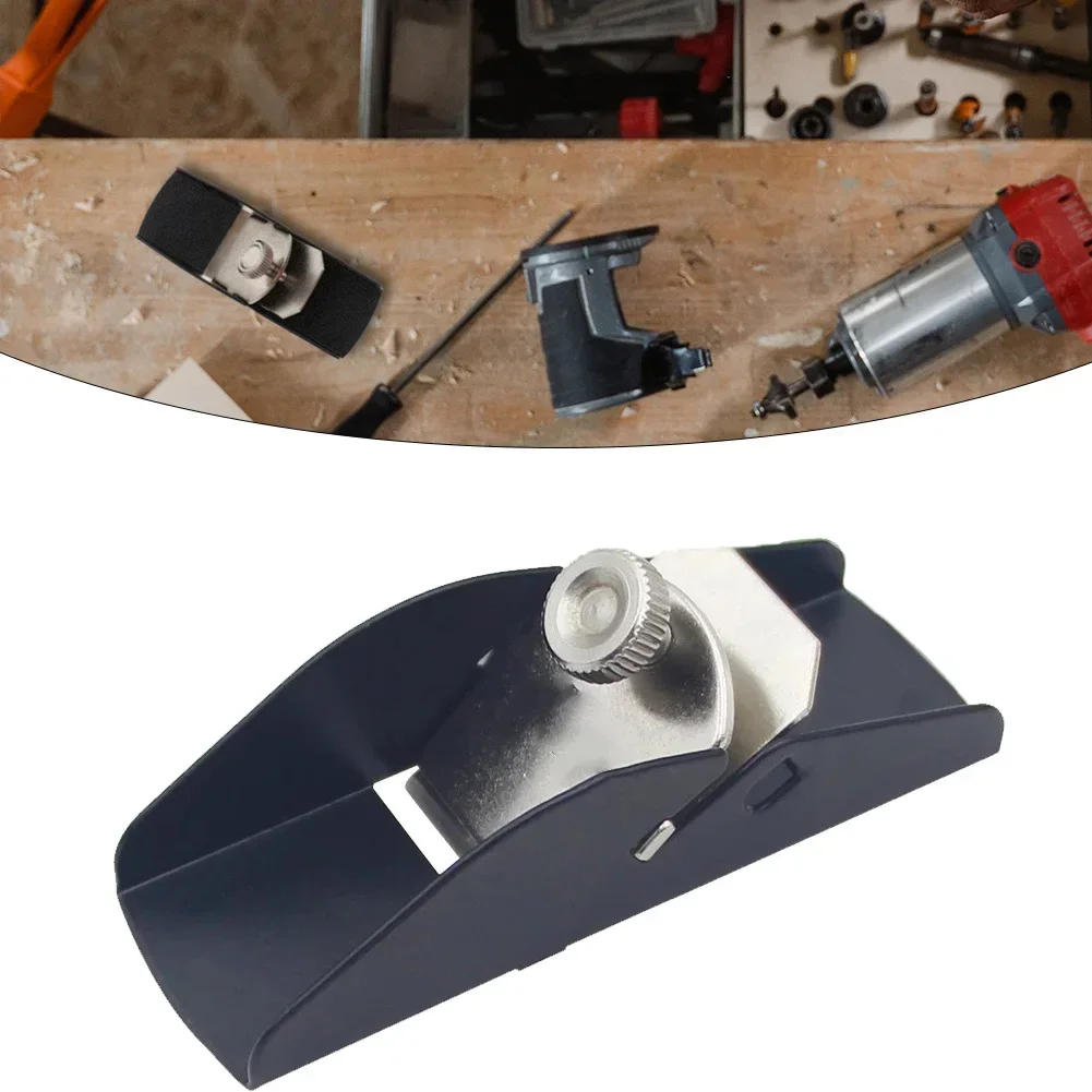 Herramienta para picar, cepilladora de carpintería, proyectos de bricolaje, diseño compacto de fondo negro, cuchillas de acero endurecido, diseño ligero