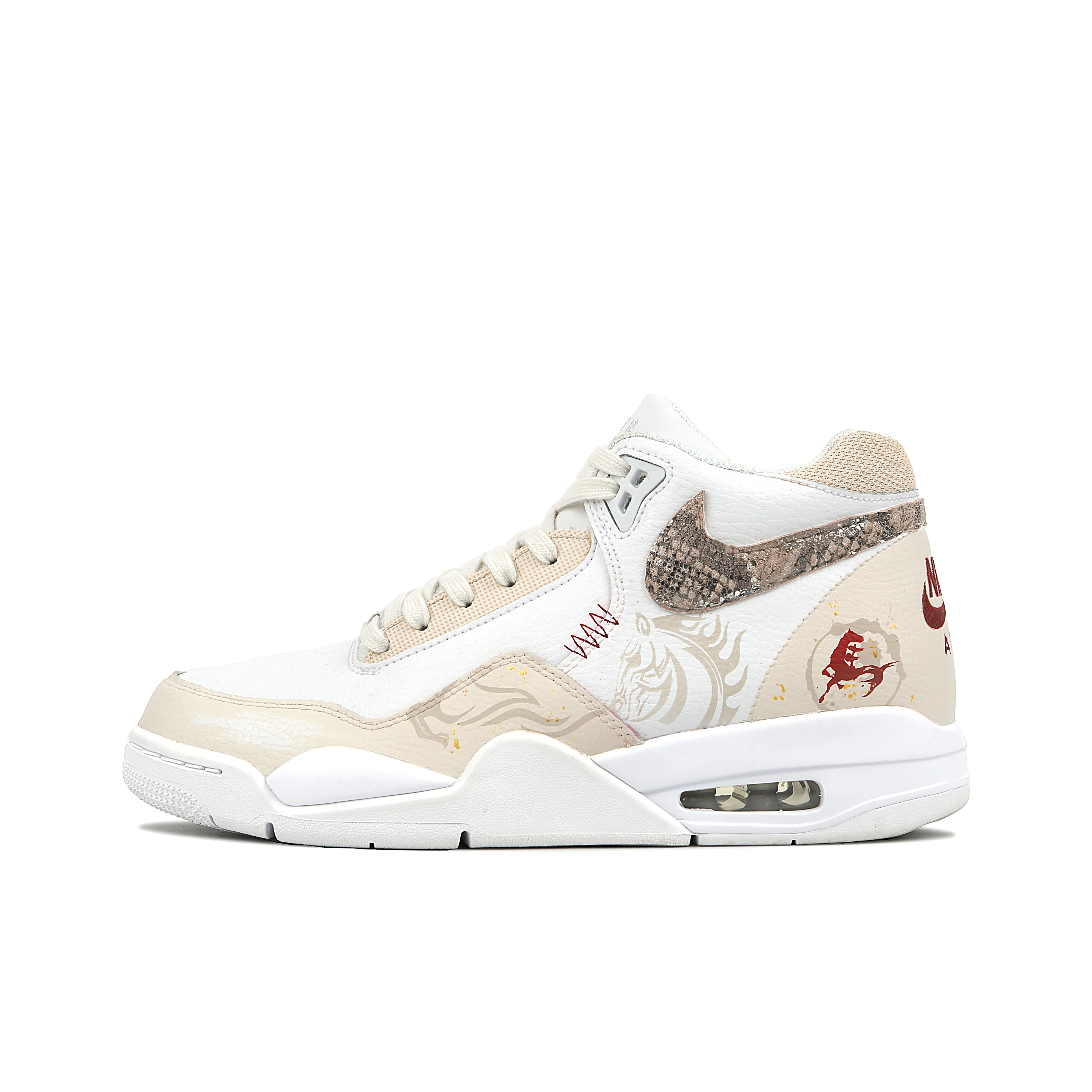 Nike Flight Legacy Abrasion Resistant Mid top Vintage Basketball Shoes Unisex White