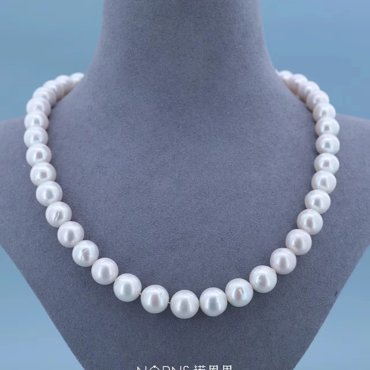 

10-12MM Big Size New Natural White Real Fresh Water Round Shape High Quality Pearl Strand Necklace For Woman