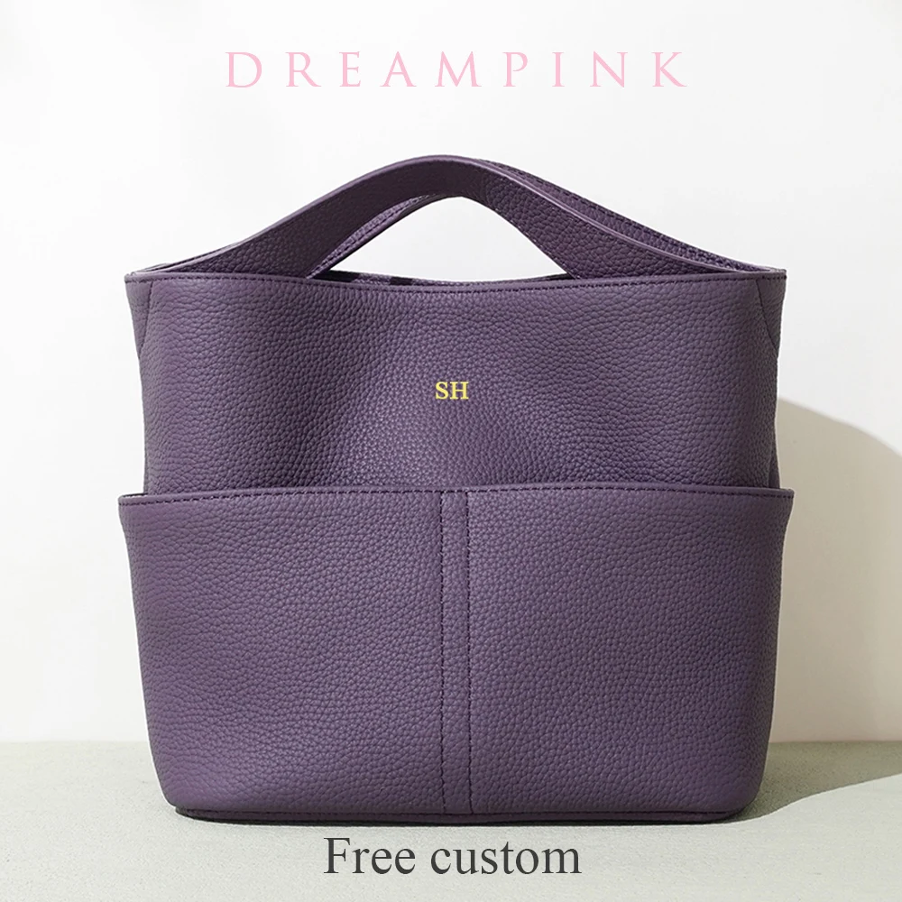 

Genuine Leather Female Bucket Bag Personalize Name Cylinder Women Top Handle Handbag Luxury Cowhide Drawstring Shoulder Satchel