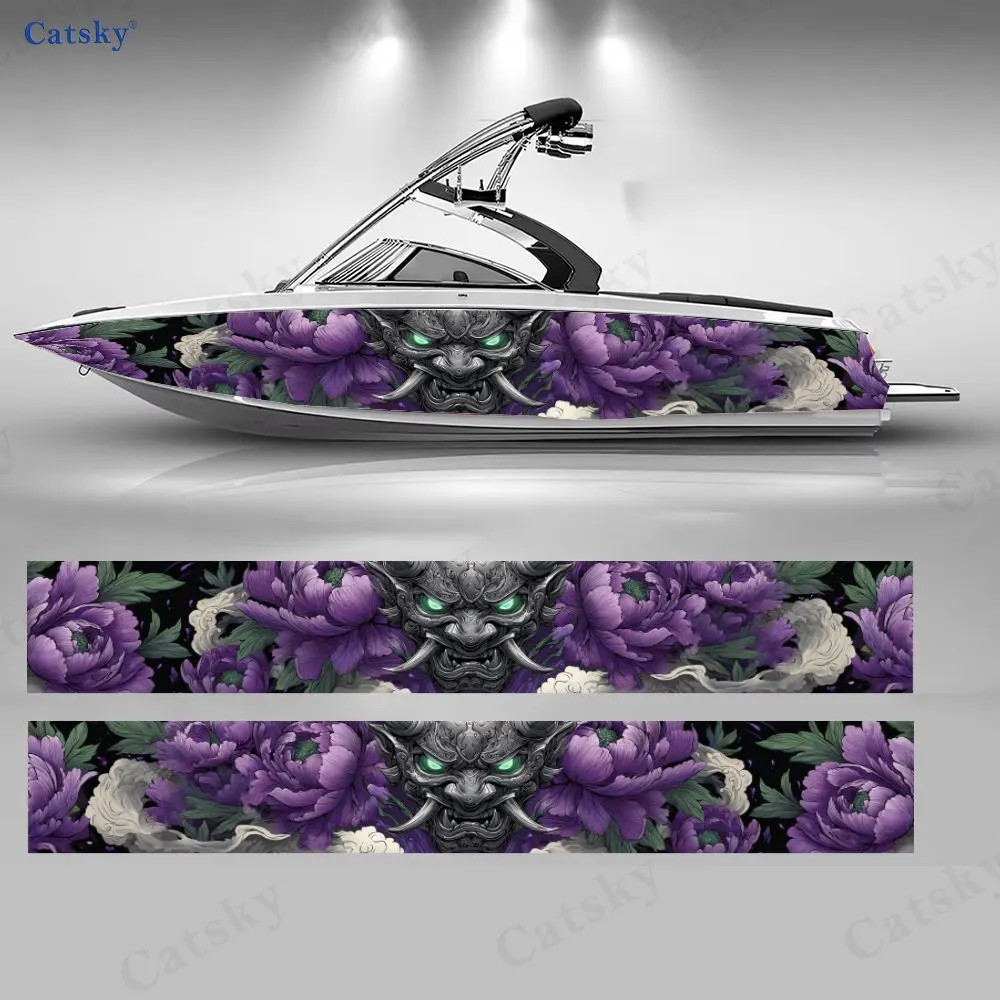 

2Pcs Hidden Flower & Beast Boat Stickers, PVC Waterproof Durable Vinyl Wrap Decals for Fishing Boats, Durable and Stylish Design