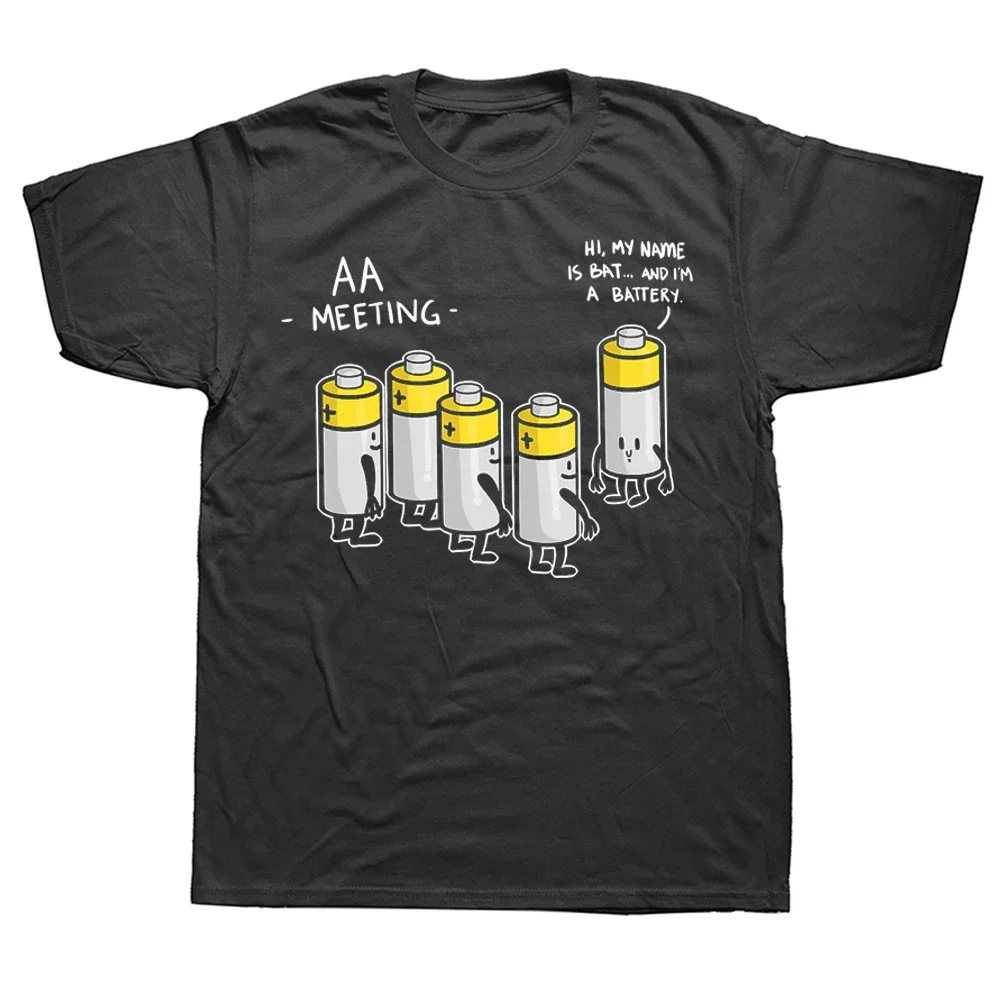 AA Battery Meeting Funny Ideas T Shirts Summer Style Graphic  Streetwear Short Sleeve T-shirt Mens Clothing