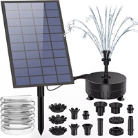 7W Outdoor Solar Fountain , DIY Solar Fountain Water  Kit with Multiple Nozzles, Stake and Hose  Birdbath Gardens