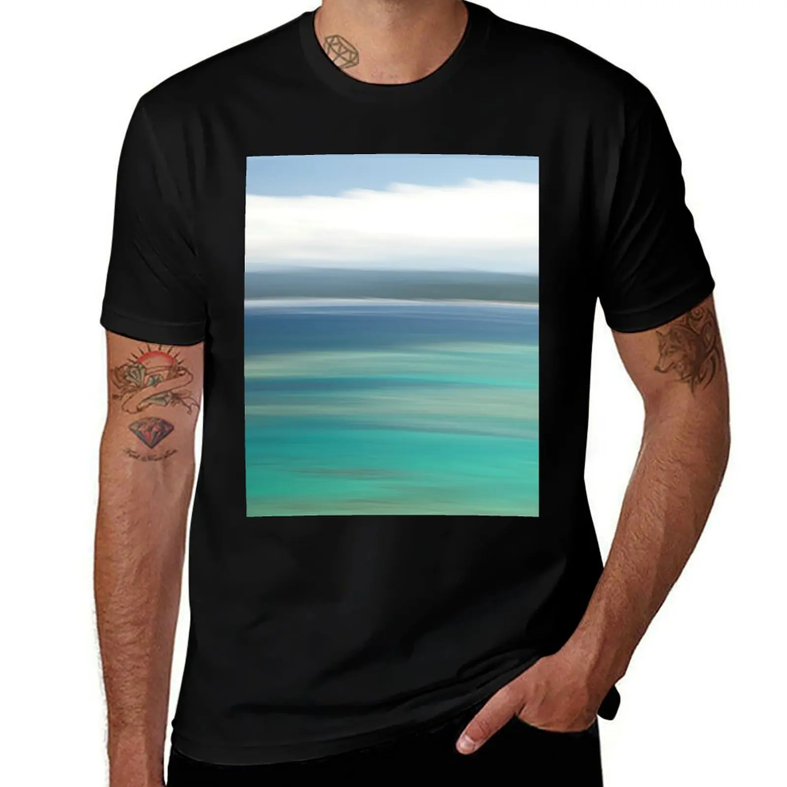 

Okinawa, Japan Kouri Island Abstract Photography Ocean Art T-Shirt quick drying aesthetic clothes T-shirt men