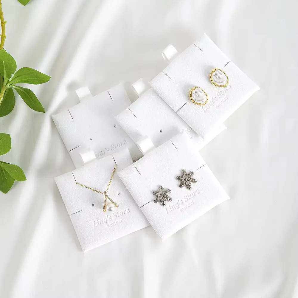 

100pcs Microfiber Personalized Logo Earring Necklace Jewellery Display Cards High Quality Pouch Accessories Packing Gift Storage
