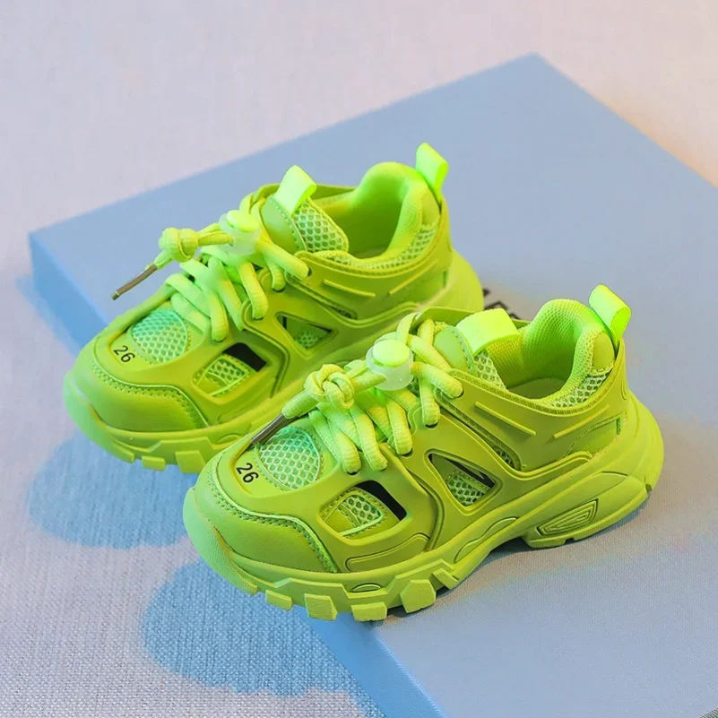 2023 Spring Children Sports Shoes Boys Girls Fashion Clunky Sneakers Baby CuteKids Running Shoes Candy Color Casual Shoes