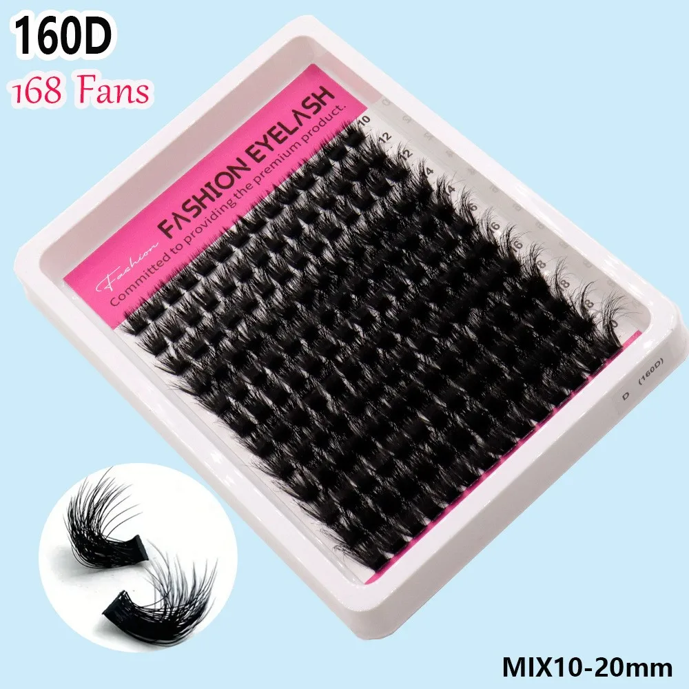 240 ventiladores 192 ventiladores 168 ventiladores 216 ventiladores mezcla 10-20 mm 60D-20D efecto multicapa Combopack grande extensiones de pestañas prefabricadas
