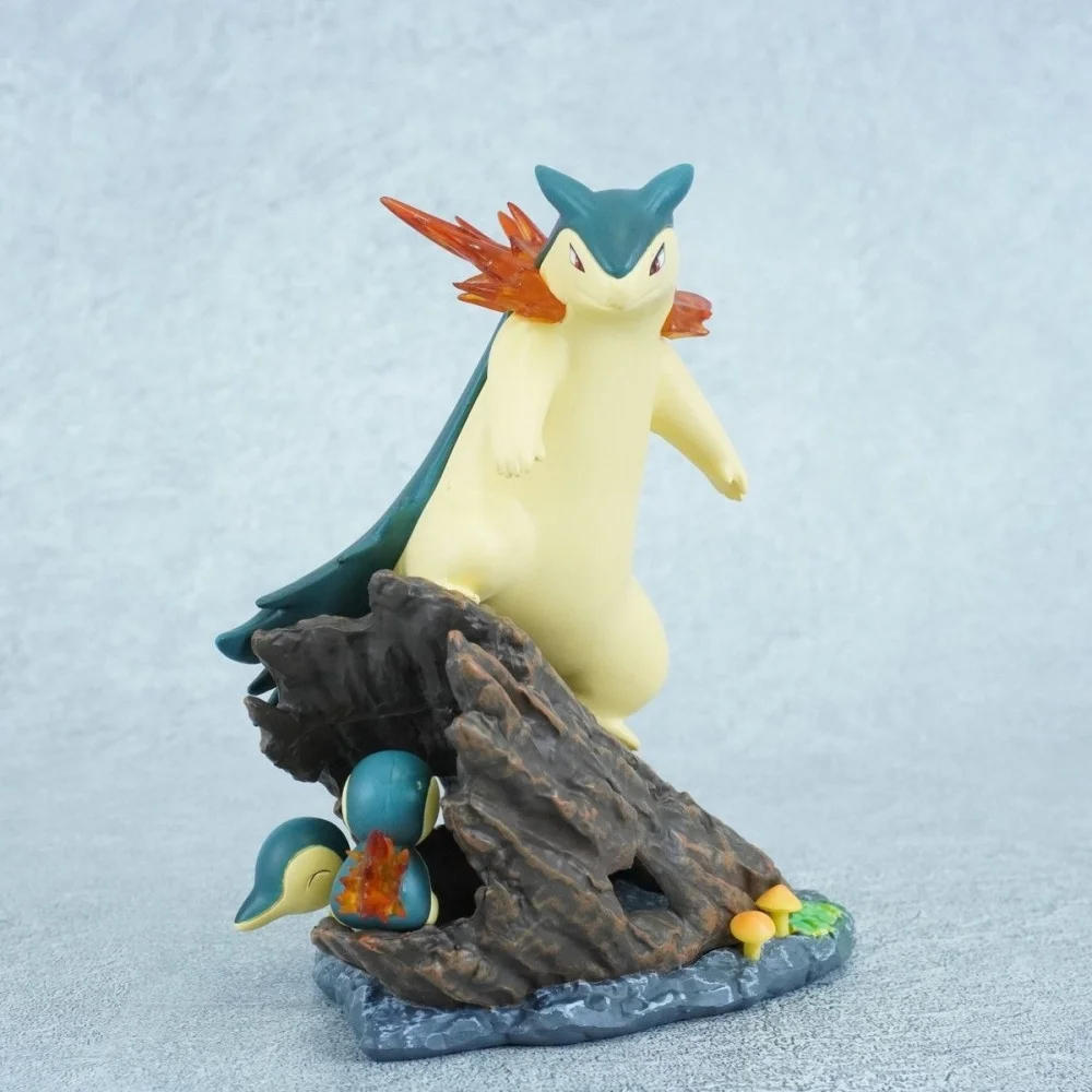 

Anime Pokemon Typhlosion Quilava Cyndaquil Evolutionary Group PVC Action Figure Collectible Model Doll Toy 12CM