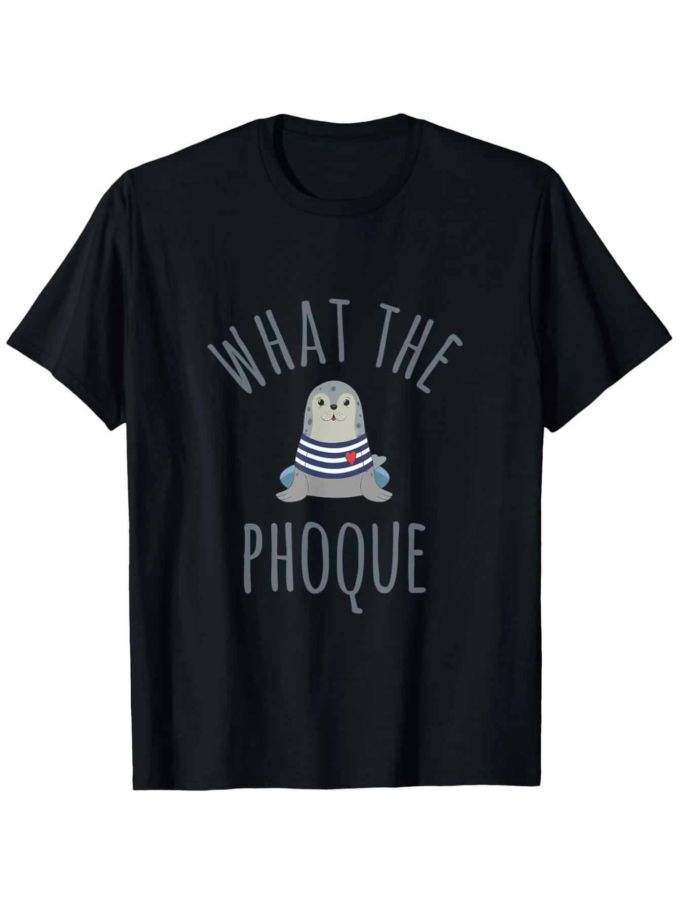 1pc Funny French Sea Lion /Expression Men's T-Shirt - Casual Round Neck Tee with French Text & Sea Lion, Machine Washable Humoro