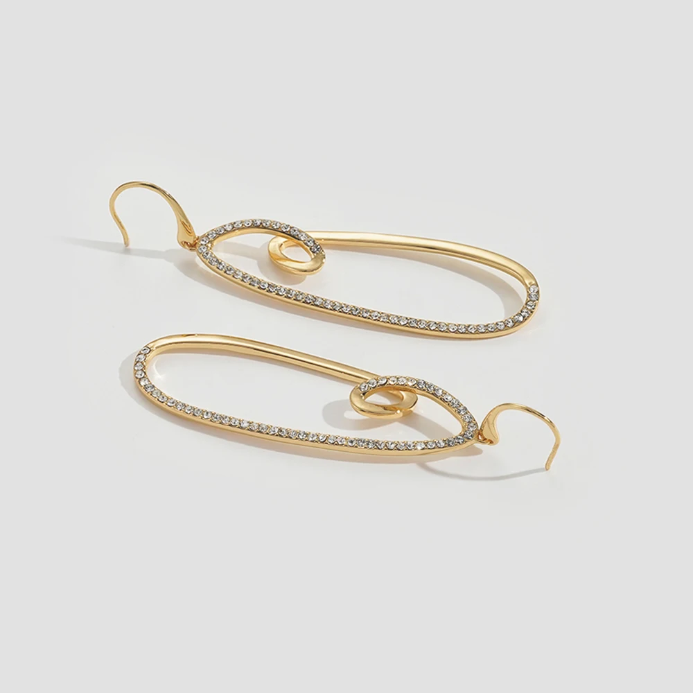 ENFASHION Rhinestone Geometric Drop Earrings For Women Water Droplets Shape Crystal Earings Fashion Jewelry Oorbellen EF191046