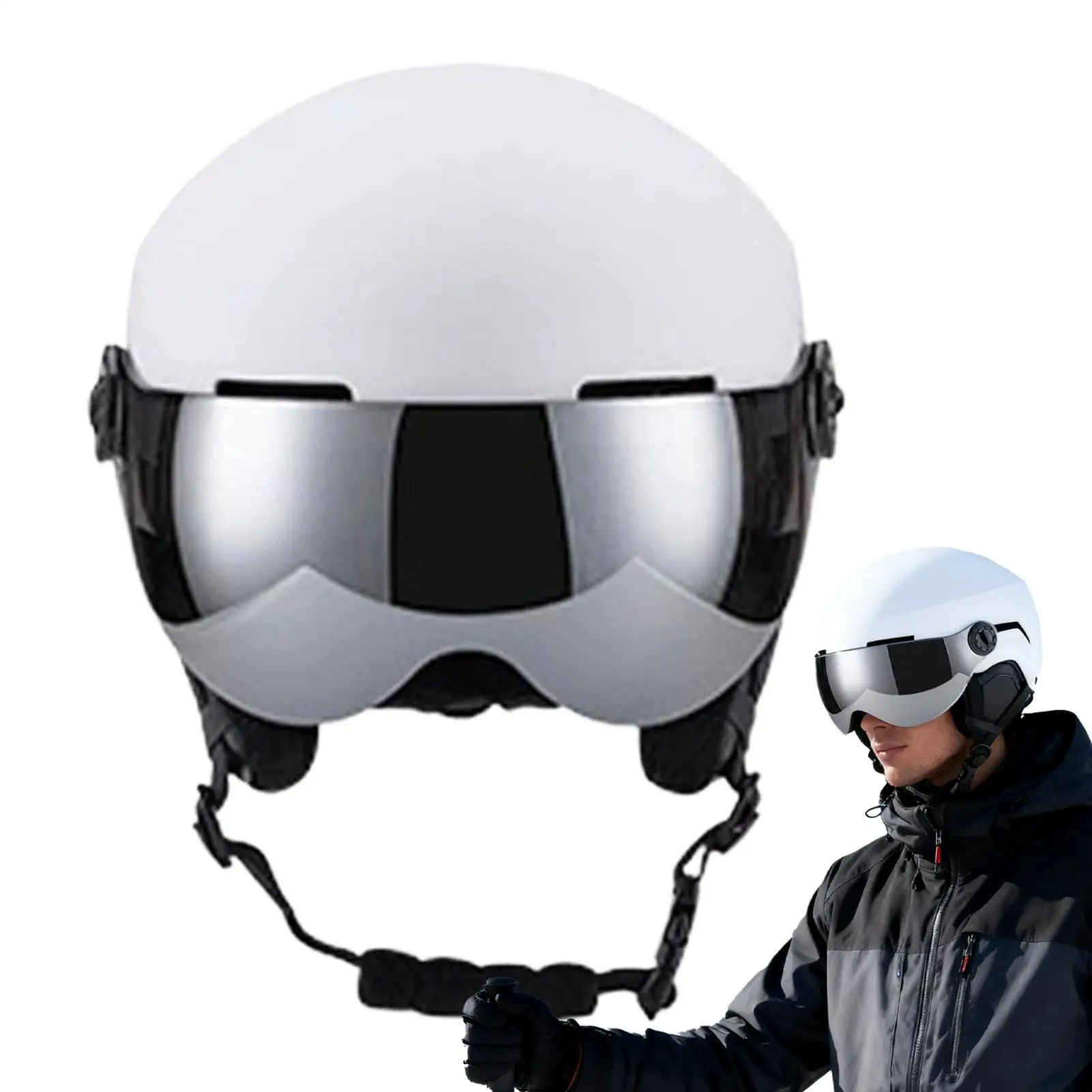

Лыжный шлем, противоударная теплая шапка с очками, уличный защитный снежный лыжный шлем для мужчин, женщин, молодежи, взрослых, лыжи, сноубордеров