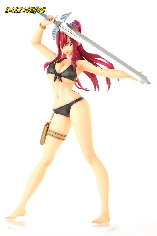 100% Original: FAIRY TAIL Erza Scarlet swimsuit Style 27cm PVC Action Figure Anime Figure Model Toys Figure Collection Doll Gift