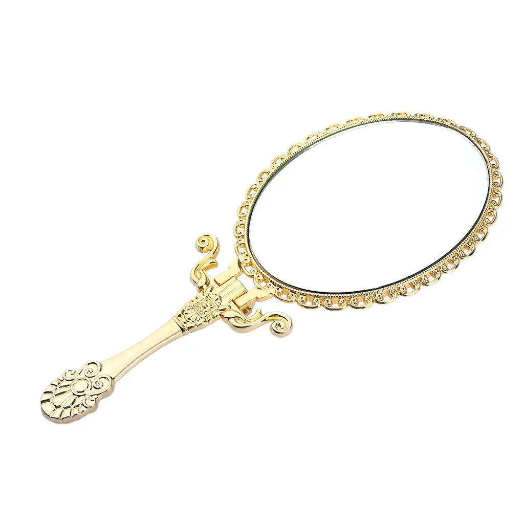 Decorative Vintage Oval Hand Held Mirror Lady Handbag Mirror