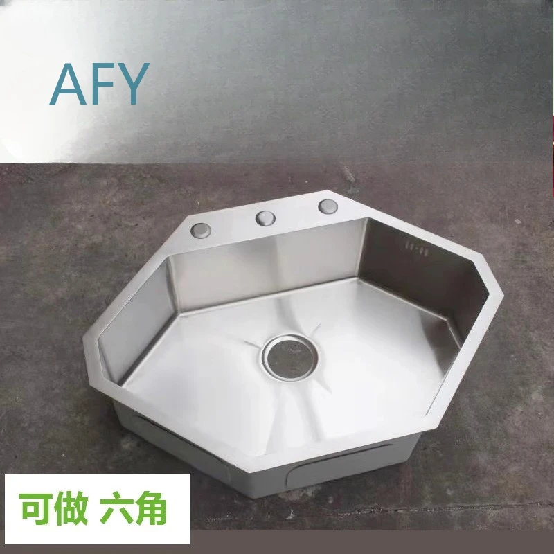 Diamond Octagon Sink for Corner Installation Thickened SUS304 Stainless Steel Bathroom Kitchen Sink for Modern Home