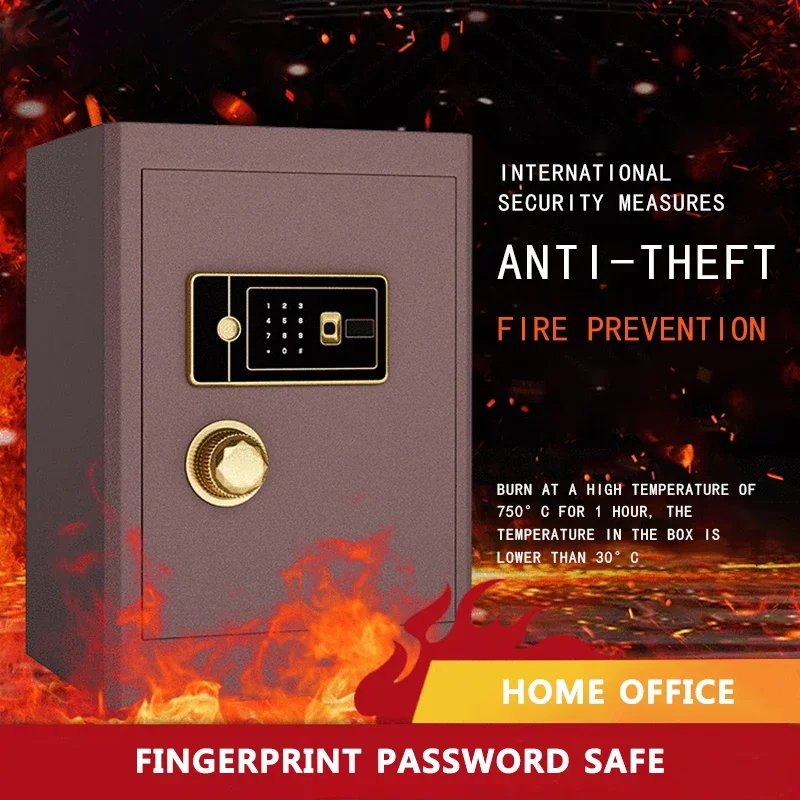 Safe Box Electronic Lock Office Key Password Small Safe Deposit Box Fireproof Fingerprint Home Safe Money Box Steel Plate QG-60