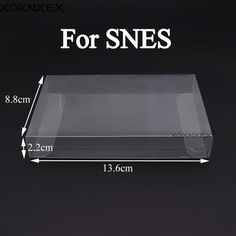 

XOXNXEX 30Pcs/lot Clear PET Plastic Box Protector Case Sleeves Cover For SNES Boxed Games Cartridge Box 13.6*8.8*2.2cm