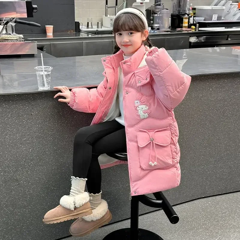

My Melody Anime Sanrio Ins Kawaii Fashion Warm Cotton Coat Cute Cartoon Thickened Children Princess Jacket Gifts for Kids