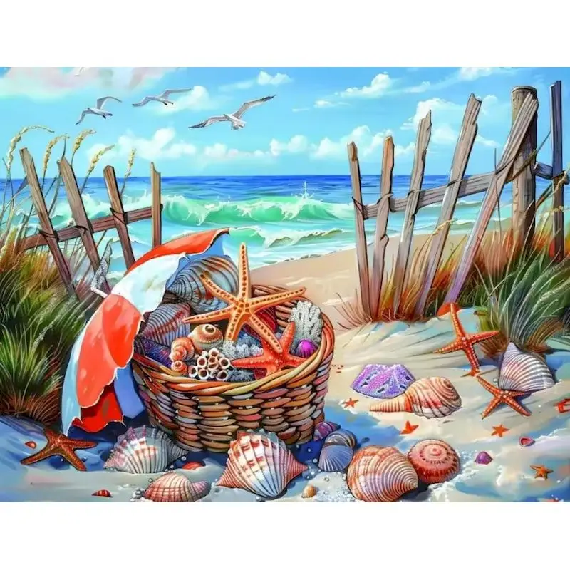 

GATYZTORY Painting By Numbers Seaside Beach Scenery Handpainted Picture By Number Landscape Drawing Canvas Home Decoration