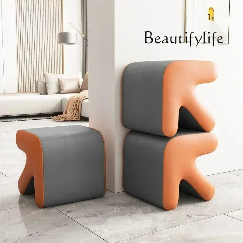 

Arrow Shape Stool Nordic Luxury Bedroom Small Chair Non Slip Living Room Decor Soft Foam Seat Office Footrest Furniture