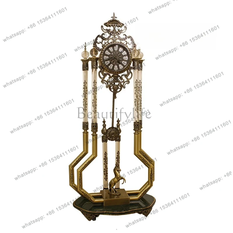 

Living room postmodern floor-to-ceiling large clock, high-end villa copper imported movement, atmospheric vertical clock