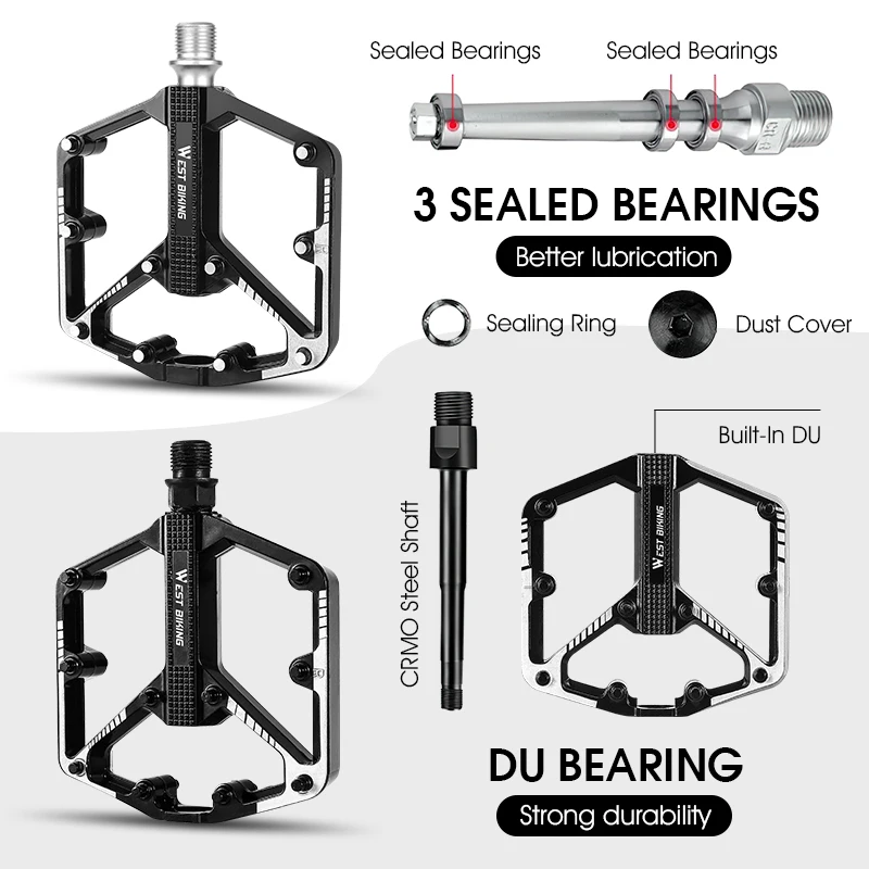 Ultralight 3 Bearings Pedal Bicycle Bike Pedal Anti-slip CNC BMX MTB Road Bike Pedal Cycling Aluminum Alloy Bike Accessories