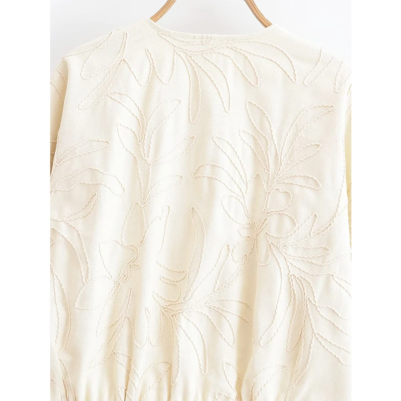 YENKYE 2025, chaqueta bordada de manga larga con cuello redondo para mujer, cremallera frontal, cazadora holgada, prendas de vestir exteriores para mujer, trajes informales para ir al trabajo