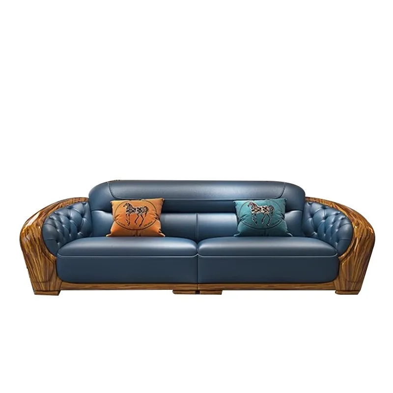 

Ebony wood, first-layer cowhide sofa, simple new Chinese combination furniture