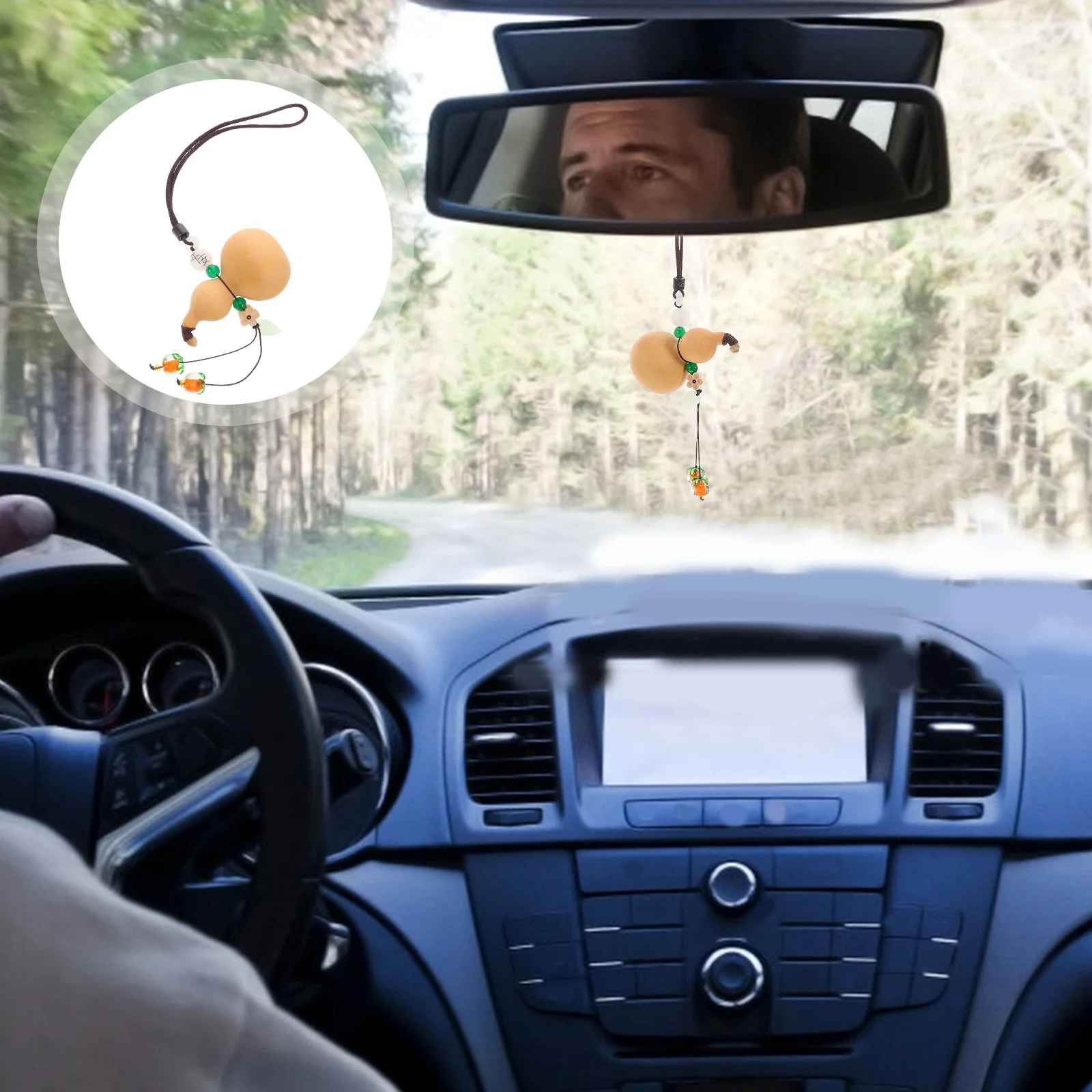 

Chinese Gourd Pendant For Fengshui Hanging Decoration Natural Dried Hulu Good Luck Amulet Charm Rearview Mirror Interior