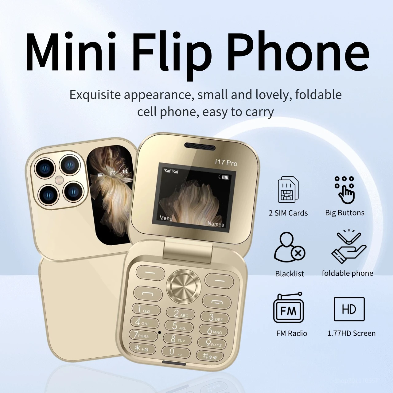 ขนาดเล็กขนาดแบบพกพา Clamshell Push ปุ่มโทรศัพท์ Magic Voice 2 Sim ไฟฉาย Blacklist พลิกโทรศัพท์มือถือสําหรับเด็กอาวุโสต่ําราคา 2G