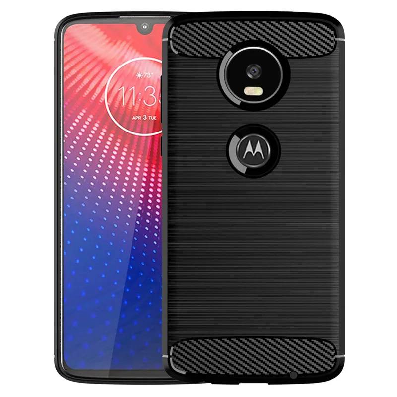 Shockproof Silicone Case For Moto Z4 Play Armor Soft Phone Cover For moto z2 MOTO Z2 Force Carbon Fiber Case