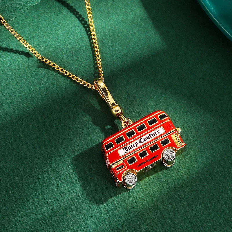 

1Pc Exquisite Enamel Red Bus Pendant,Openable Car Necklace,Mini Black Puppy Pendant,Women Sweet Party Jewelry Christmas Gifts