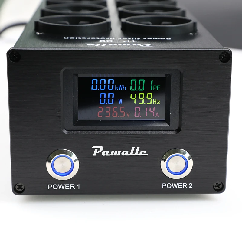 PWALLE TP80 front 2-way switch power filter socket with lightning protection and overload multifunctional display function