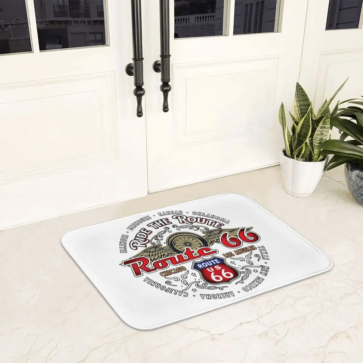 Biker Route 66 Mother Road American Doormat Non-slip Bathroom Floor Mats Home Entrance Rugs Kitchen Bedroom Carpet Footpad