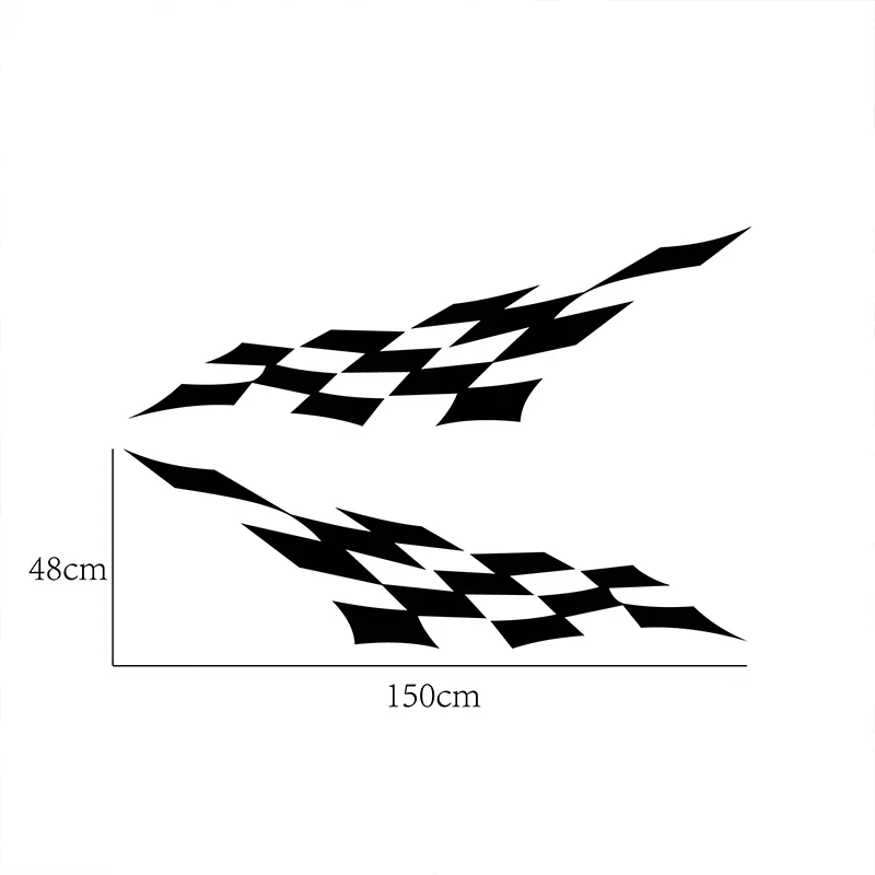 2Pcs Racing Sport Car Door Side Skirt Stickers for Hyundai Kona Body Checkered Graphic Long Stripes Vinyl Decal Car Accessories