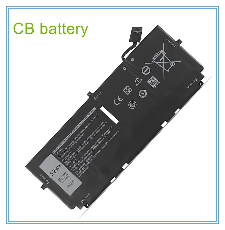 

722KK Laptop Battery For 3 9310 9300 2020 9380 Series FP86V P117G P117G001 P117G002 2XXFW WN0N0 7.6V 52Wh