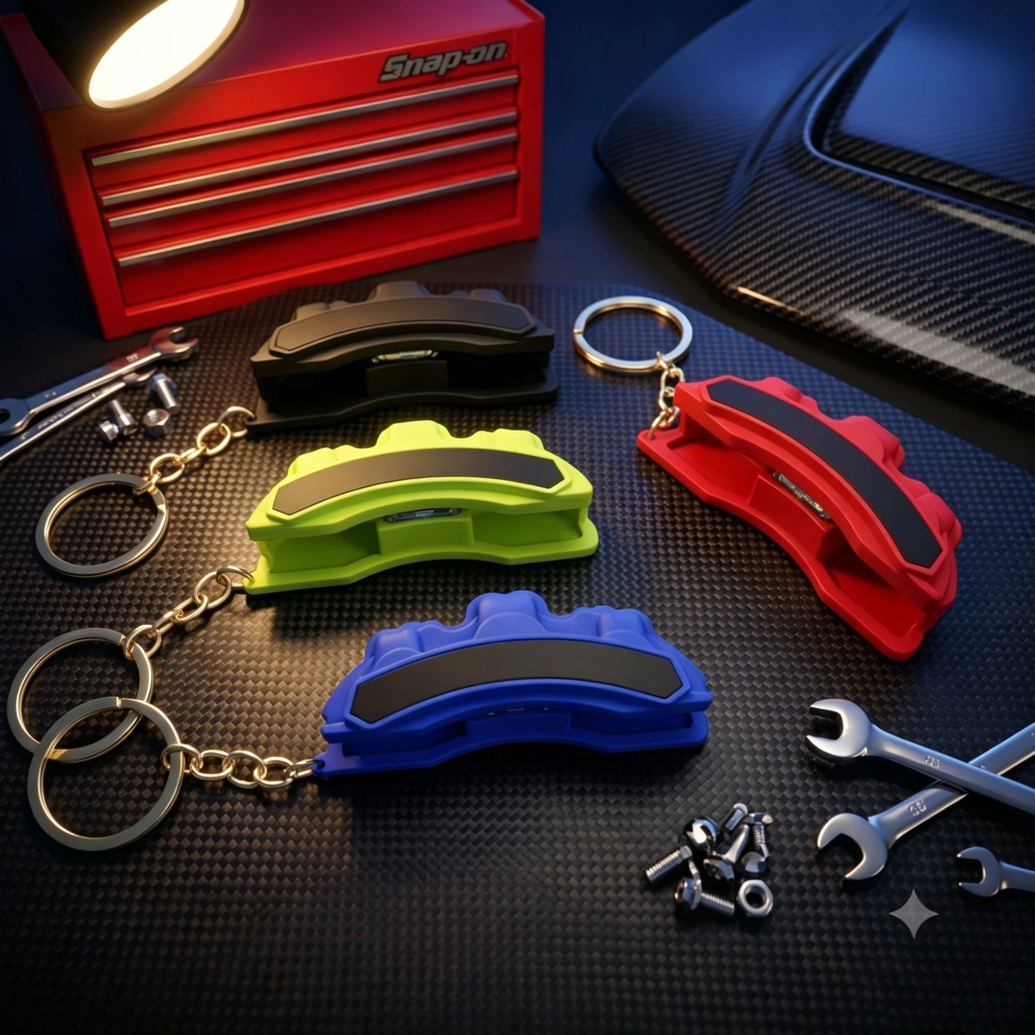 3D Printed Brake Caliper Keychain Fidget Car Creative Pendant Press Stress Relief Key Ring Auto Accessories Bag Charm Gift