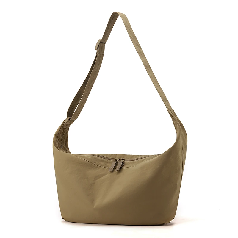 حقيبة كروس عصرية ذات سعة كبيرة - حقيبة كتف زلابية متعددة الوظائف بلون سادة على الطراز الكوري، مناسبة للعناية غير الرسمية